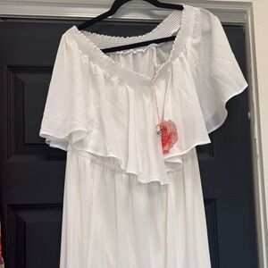 Show Me Your MuMu White Maxi Dress with Pink Accent